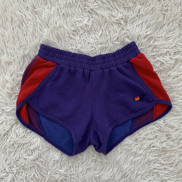 Aviator Nation Pants - Aviator Nation Purple and Red Athletic Shorts
